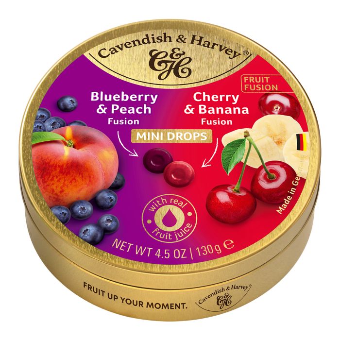 Fusion Blueberry & Peach and Cherry & Banana Mini Drops 130g