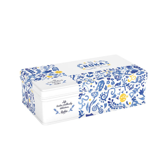 Gouda cheese crispies in Delft Blue design tins