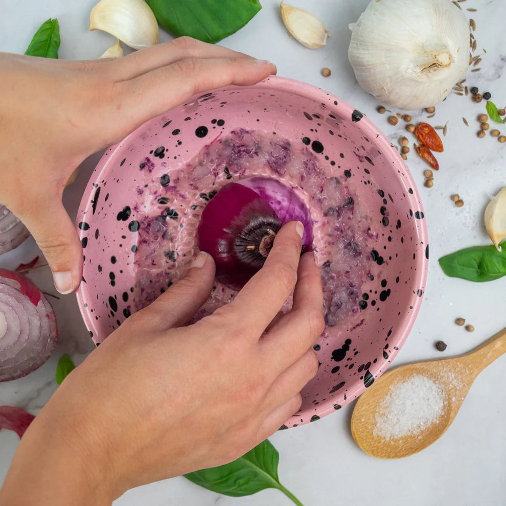Artisan Ceramic Garlic Grater Plate for Meditteranean ingredients