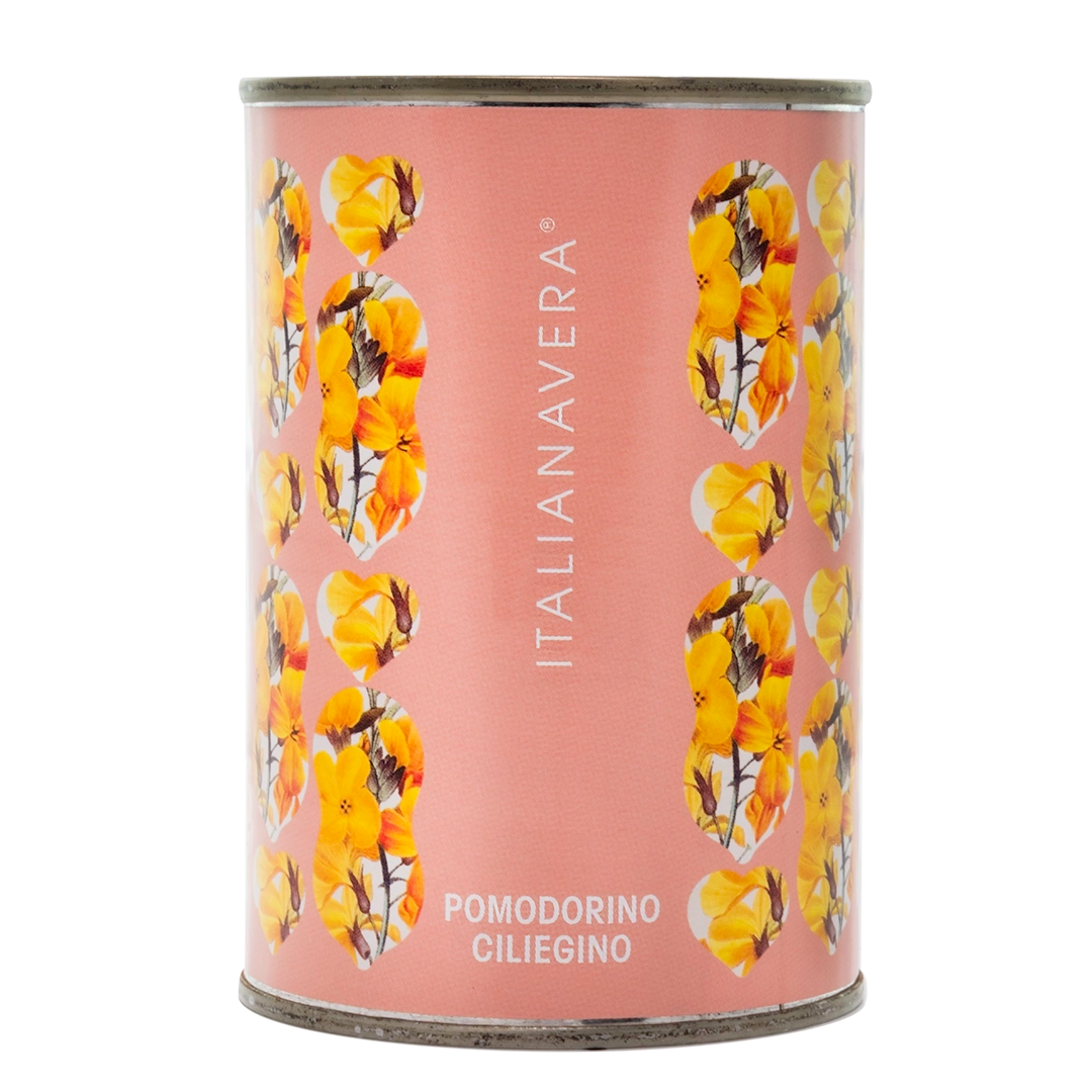 Itailanavera cherry tomatoes in botanical display tin