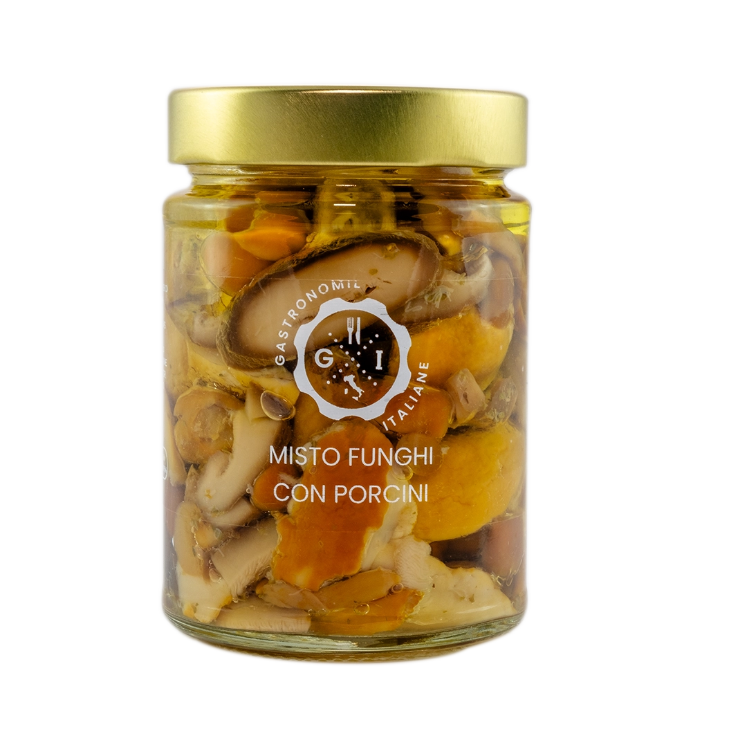 Jar of Misto Funghi with Porcini with gold lid
