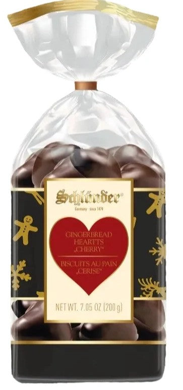Chocolate Covered Gingerbread Hearts with Cherry 200g
