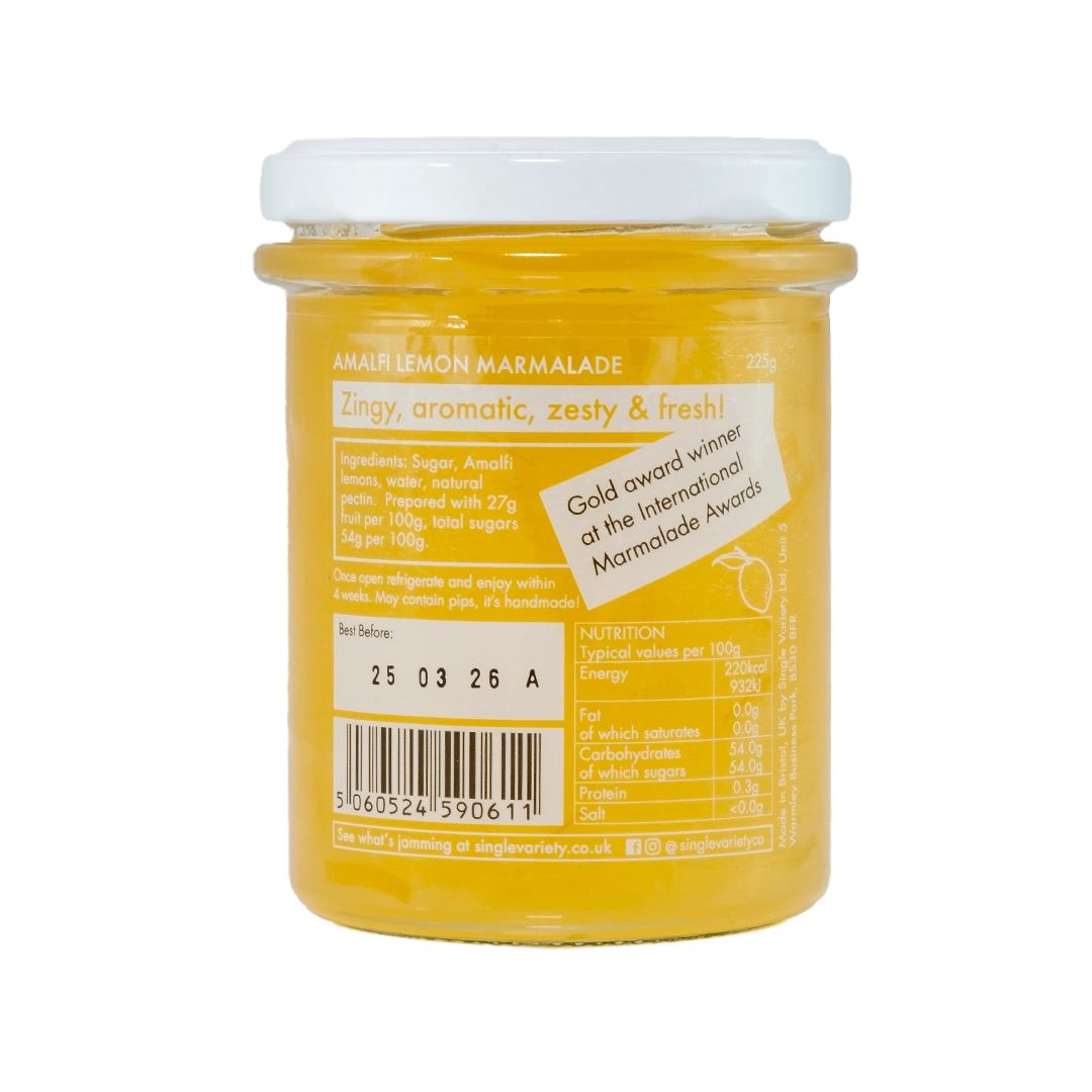Single Variety Co Amalfi Lemon Marmalade ingredients label