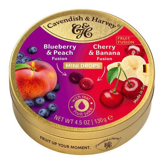 Fusion Blueberry & Peach and Cherry & Banana Mini Drops 130g